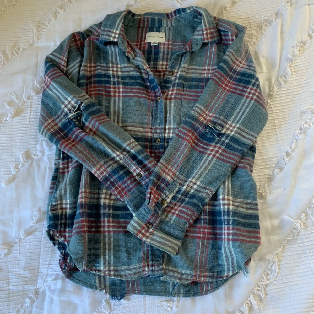 American Eagle Distressed Boyfriend Flannel